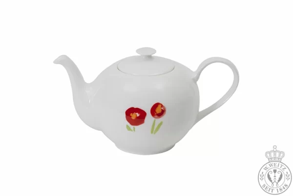 Teekannen Dibbern Impression Mohn Rot Teekanne Rund 0,90ltr. 1