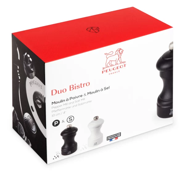 Peugeot Bistro Duo Pfeffer-/Salzmühle Schwarz & Weiß 10cm 3