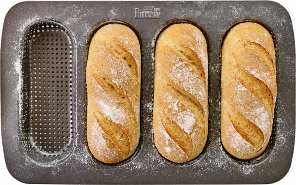Brotbackzubehör RBV Birkmann Laib & Seele Mini-Baguetteblech Für 4 Stück 4