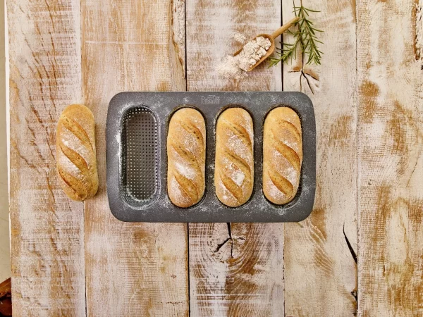 Brotbackzubehör RBV Birkmann Laib & Seele Mini-Baguetteblech Für 4 Stück 5