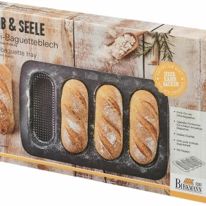 Brotbackzubehör RBV Birkmann Laib & Seele Mini-Baguetteblech Für 4 Stück 18