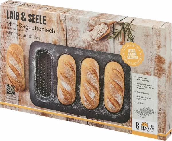 Brotbackzubehör RBV Birkmann Laib & Seele Mini-Baguetteblech Für 4 Stück 7