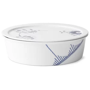 Royal Copenhagen Mega Blau Gerippt Ofenform Mit Deckel 1,45ltr. Rund Groß 6