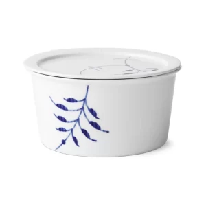 Royal Copenhagen Mega Blau Gerippt Ofenform Mit Deckel 1,00ltr. Rund Mittel 6