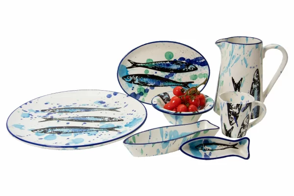 Vista Portuguese Wet Painting Krug L 22cm Konisch Fische 4