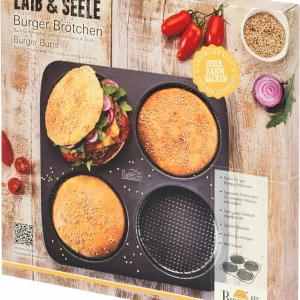 Brotbackzubehör RBV Birkmann Laib & Seele Burger Brötchen 4-fach 28x28x2,8cm 8
