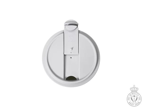 Porzellanbecher Dibbern Bone China Weiß Coffee-To-Go Becher Mit Taupe Farbener Lederbanderole 3