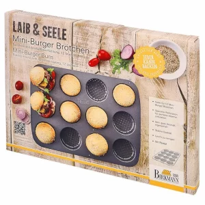 Brotbackzubehör RBV Birkmann Laib & Seele Mini-Burger Brötchen Blech 12-fach 12